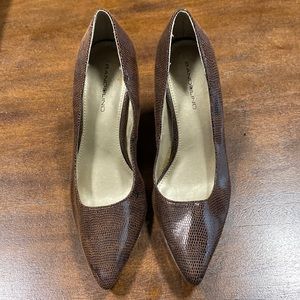 Brown snake pattern heels